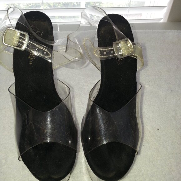 Pleaser Clear Platform Dancer High Heels Used - Picture 4 of 7